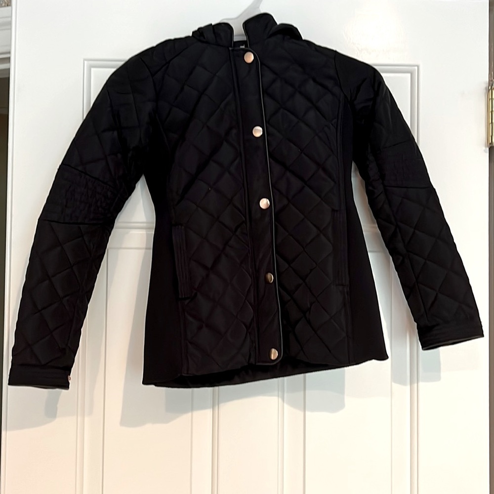 CI Sono Kids Black Quilted Jacket with Hood Size 8 (Girl)